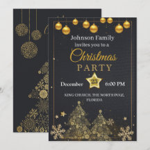 Invitación de Navidad | Invitación Dorada