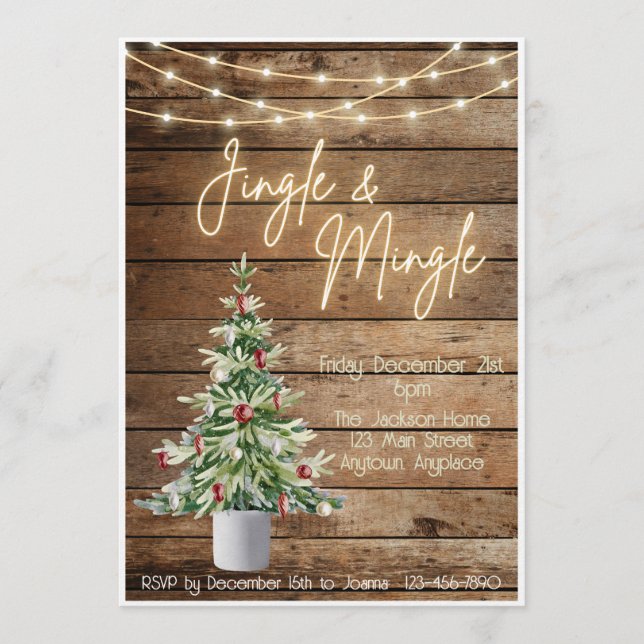 Invitación de Navidad Jingle and Mingle (Anverso)