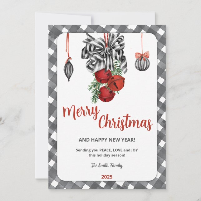Invitación de Navidad Negra y Blanca Noël (Anverso)