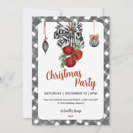 Invitación de Navidad Negra y Blanca Noël