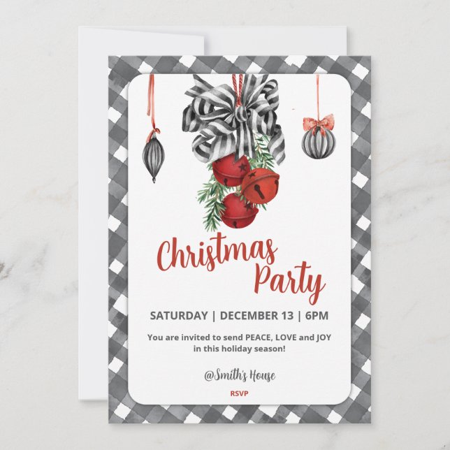 Invitación de Navidad Negra y Blanca Noël (Anverso)