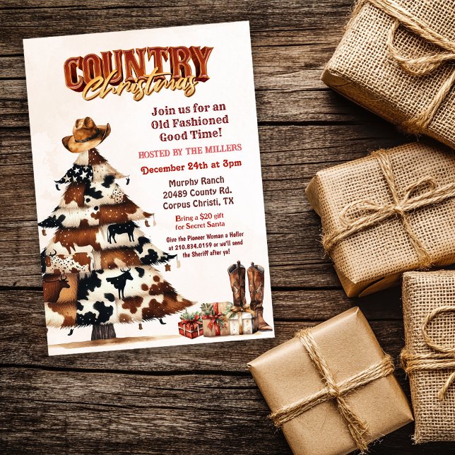 Invitación de Navidad Occidental Campestre (Subido por el creador)