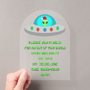 Invitación de Navidad OVNI Ho Ho Alien platillo vo