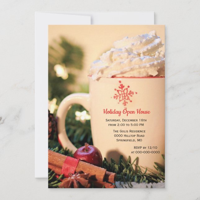 Invitación de Navidad para Casa Abierta Festiva (Anverso)
