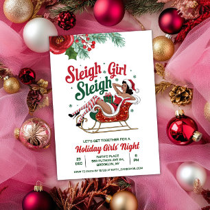 Invitación de Navidad para chicas: Sleigh Girl Sle