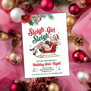 Invitación de Navidad para chicas: Sleigh Girl Sle