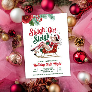 Invitación de Navidad para chicas: Sleigh Girl Sle