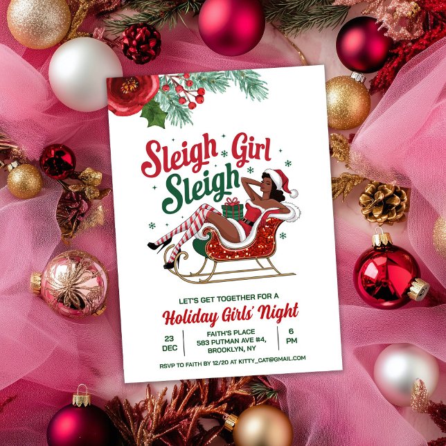 Invitación de Navidad para chicas: Sleigh Girl Sle (Subido por el creador)