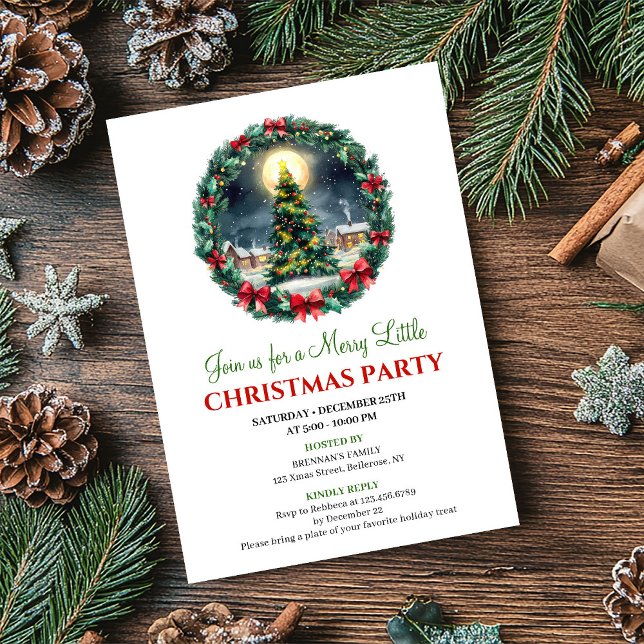 Invitación de Navidad para escena invernal acogedo (Whimsical Cozy Winter Scene Christmas Invitation)