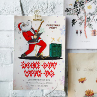 Invitación de Navidad para Fiesta de Rock de Santa