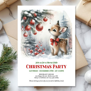 Invitación de Navidad para niños con ciervo bebé a