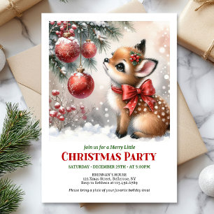 Invitación de Navidad para niños con ciervo bebé f
