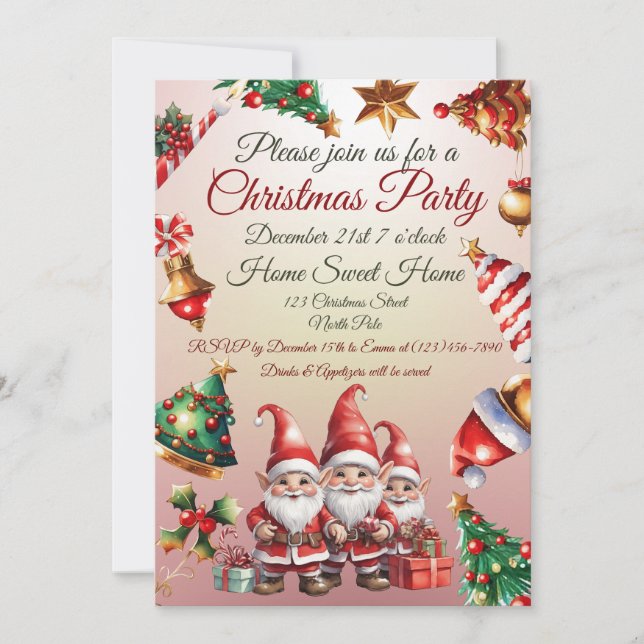Invitación de Navidad personalizable (Anverso)