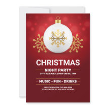 invitación de Navidad roja y dorada, Nochebuena 