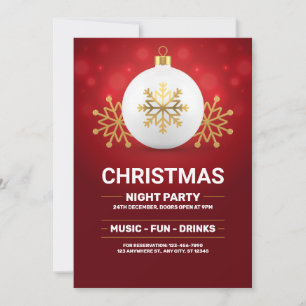 invitación de Navidad roja y dorada, Nochebuena
