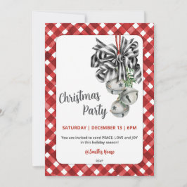 Invitación de Navidad Rustic Red Gingham Noël