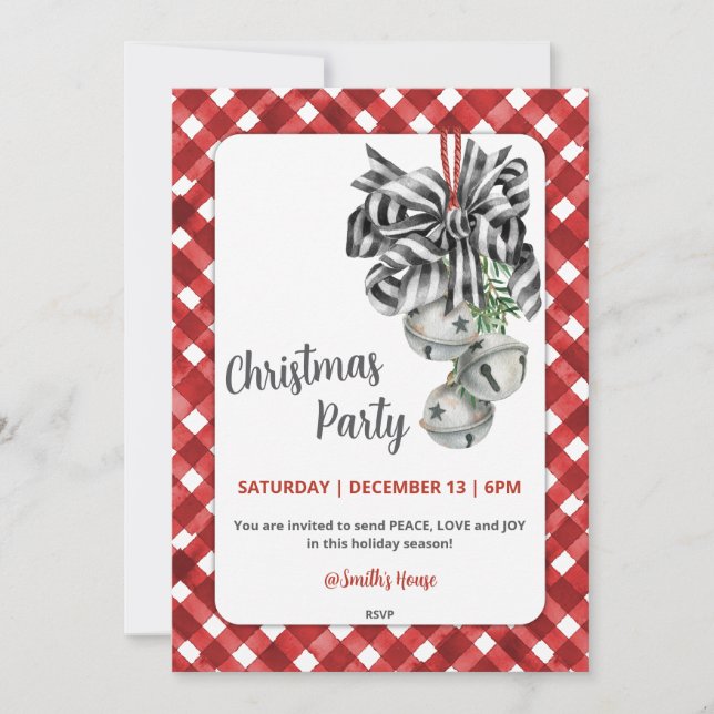 Invitación de Navidad Rustic Red Gingham Noël (Anverso)