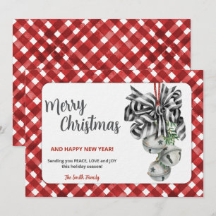 Invitación de Navidad Rustic Red Gingham Noël