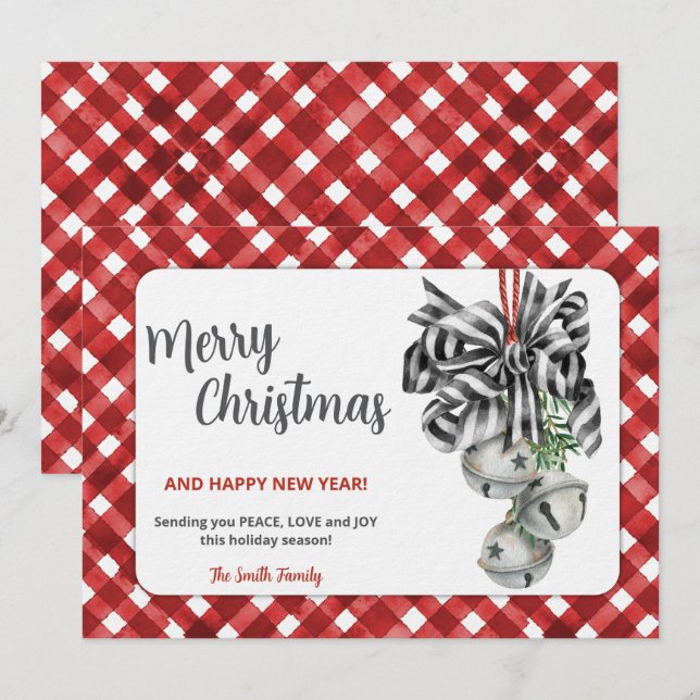 Invitación de Navidad Rustic Red Gingham Noël (Anverso / Reverso)