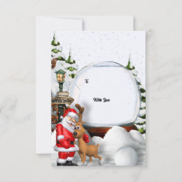 Invitación de Navidad - Santa y Reno de Invierno