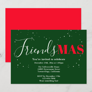 Invitación de Navidad Verde Roja Friendsmas