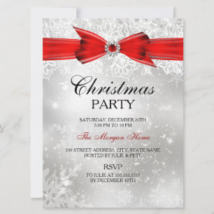 Invitación de Navidad y festividad de plata con en