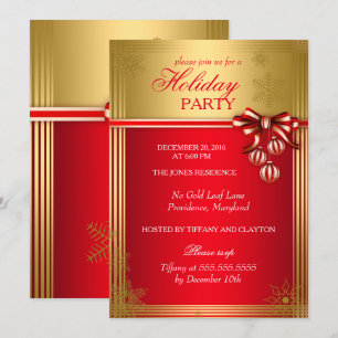 Invitación de Navidad y Fiestas con Adorno de Cint