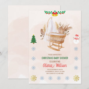 Invitación de navidades a Baby Shower Beige y Brow