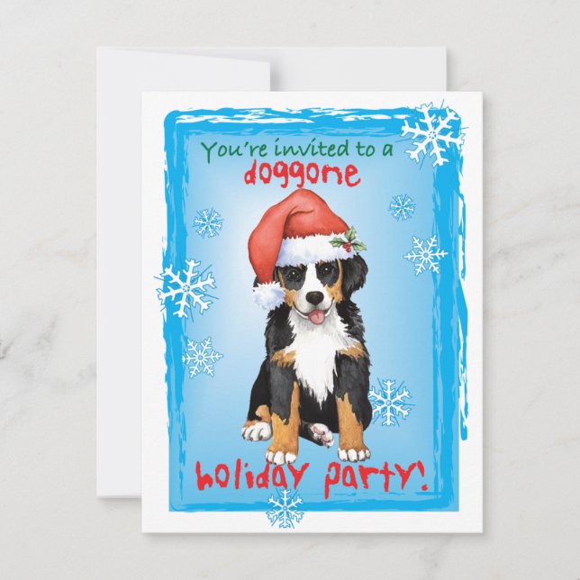 Invitación de navidades Bernese Mountain Dog (Anverso)