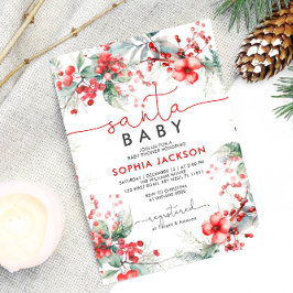 Invitación de navidades Berry Santa Baby Shower
