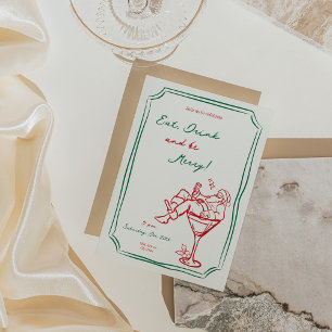 Invitación de Navidades caprichosos Santa Martini