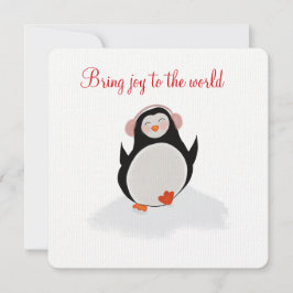Invitación de navidades con un pequeño pingüino