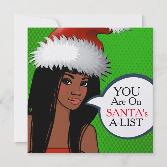 Invitación de Navidades de arte pop retro Chica (Anverso)