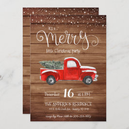 Invitación de Navidades de camiones rojos vintage