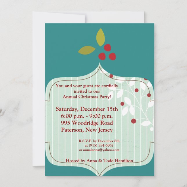 Invitación de Navidades de Cranberry las 5 horas d (Anverso)