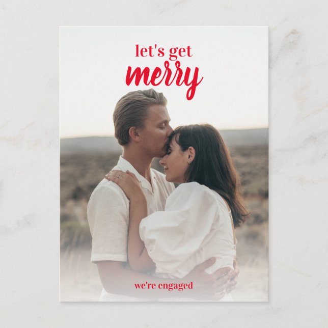 Invitación de Navidades de Holiday Merry Engagemen (Anverso)