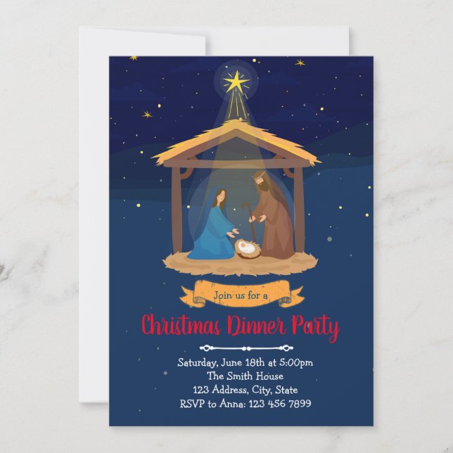 Invitación de navidades de la Natividad Religiosa (Anverso)