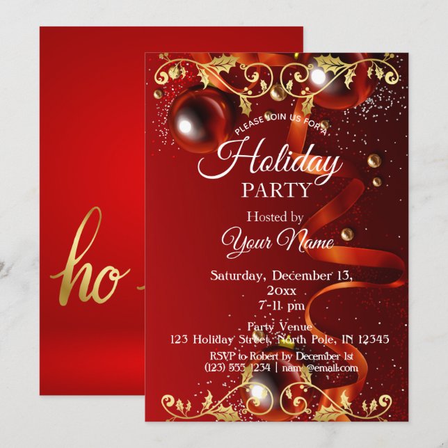 Invitación de Navidades de los Fiestas de ornament (Anverso / Reverso)