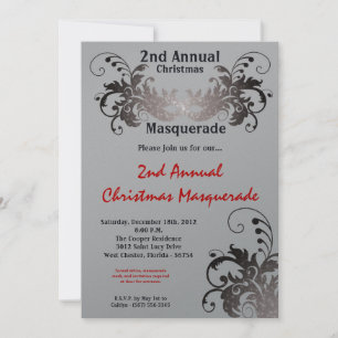 Invitación de Navidades de Mascarada de Plata Roja