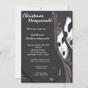 Invitación de Navidades de Masquerade Plata Gris 5