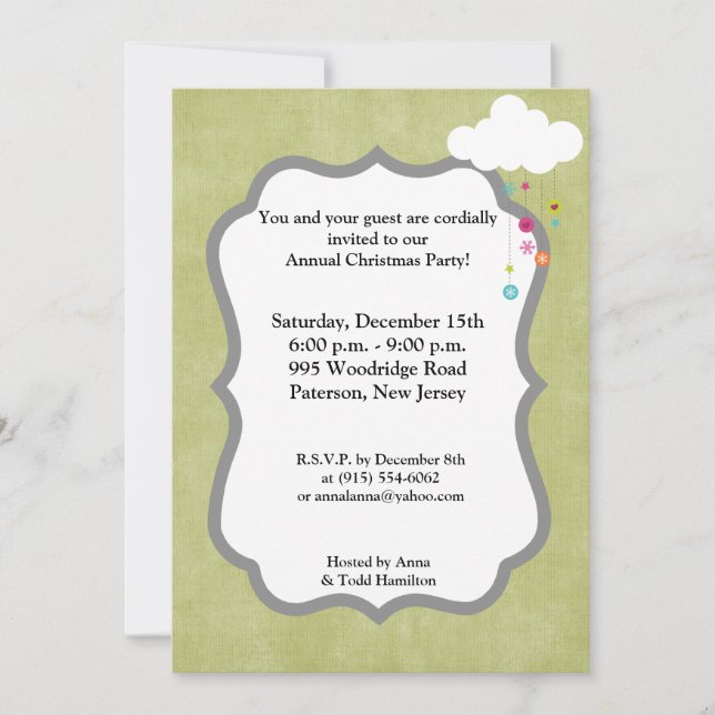 Invitación de Navidades de nubes de invierno / cop (Anverso)