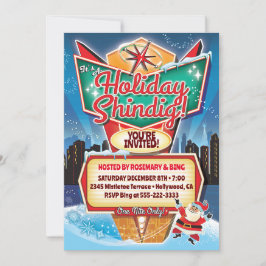 Invitación de Navidades de Rótulo Retro Neon