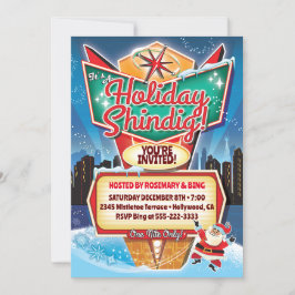 Invitación de Navidades de Rótulo Retro Neon