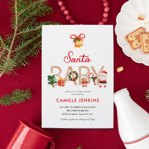 Invitación de navidades de Santa Baby Shower
