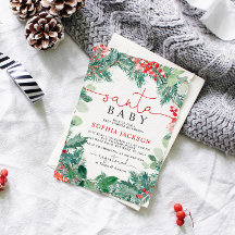 Invitación de navidades de Santa Baby Shower