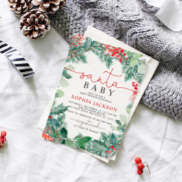 Invitación de navidades de Santa Baby Shower