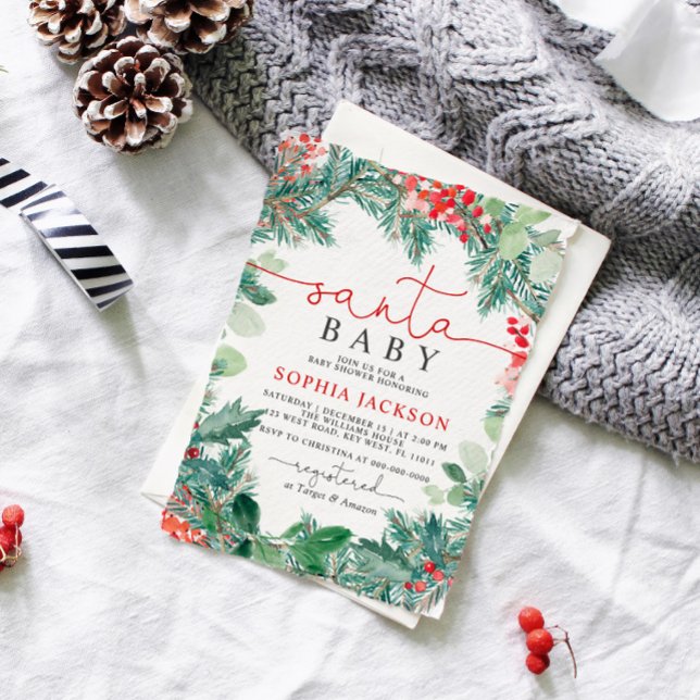 Invitación de navidades de Santa Baby Shower (Subido por el creador)