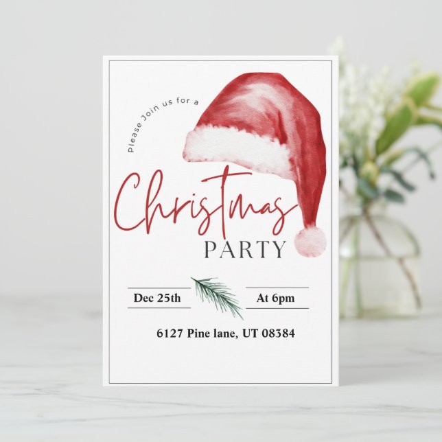 Invitación de navidades de Santa Hat (Anverso de pie)