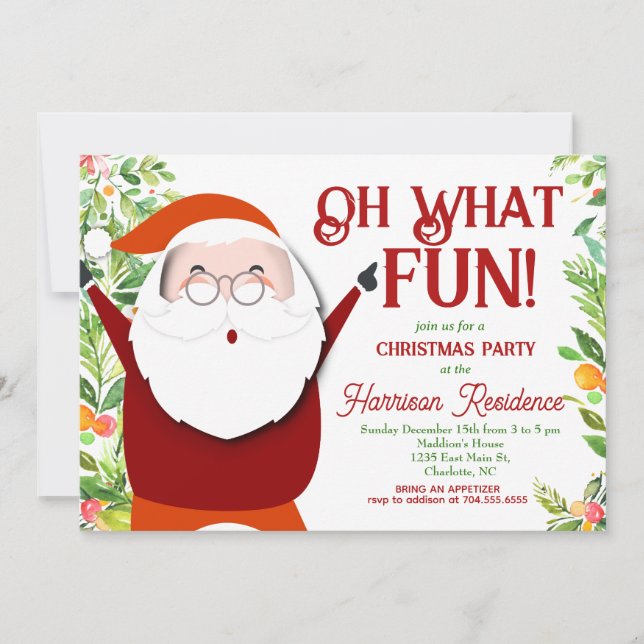 Invitación de Navidades de Santa, ¡qué divertido! (Anverso)