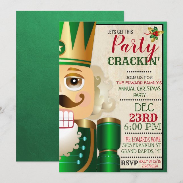 Invitación de Navidades de vacaciones de nutcracke (Anverso / Reverso)